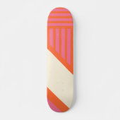 Skateboard Triangle rayures en rose, orange et crème (Devant)