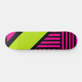 Skateboard Triangle rayures en vert citron, rose chaud et noi (Horz)