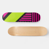 Skateboard Triangle rayures en vert citron, rose chaud et noi (Horz)