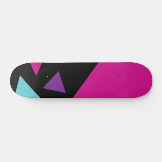 Skateboard Triangles en rose, violet, bleu et noir (Horz)