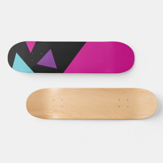 Skateboard Triangles en rose, violet, bleu et noir (Horz)