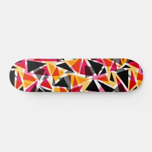 Skateboard Triangles, formes géométriques, jaune et rouge (Horz)