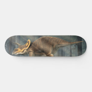 Skateboard Tricératops dans la forêt primitive