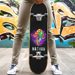 Skateboard Trippy Alien Mushroom Nom personnalisé<br><div class="desc">Trippy Alien Mushroom Personnalisé Nom skateboard</div>