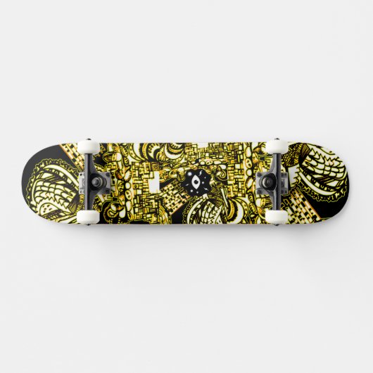 Skateboard Trippy Black Gold Doodle (Horz)