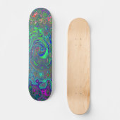 Skateboard Trippy Chartreuse et Blue Retro Liquid Swirl (Recto)