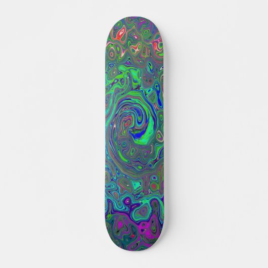 Skateboard Trippy Chartreuse et Blue Retro Liquid Swirl (Devant)