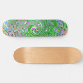 Skateboard Trippy Lime Vert et rose Abstrait Retro Swirl (Horz)