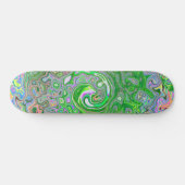 Skateboard Trippy Lime Vert et rose Abstrait Retro Swirl (Horz)
