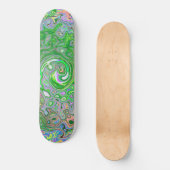 Skateboard Trippy Lime Vert et rose Abstrait Retro Swirl (Recto)