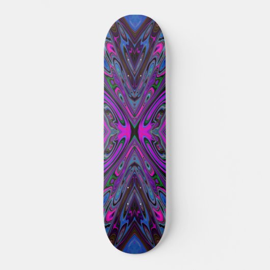 Skateboard Trippy Magenta, Bleu et Vert Papillon Abstrait (Recto)