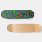 Skateboard Trippy Retro Black et Lime Green Motif Abstrait (Horz)