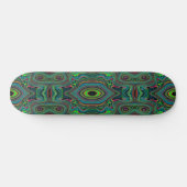 Skateboard Trippy Retro Black et Lime Green Motif Abstrait (Horz)