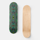 Skateboard Trippy Retro Black et Lime Green Motif Abstrait (Recto)