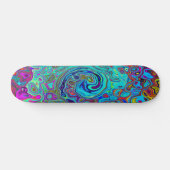 Skateboard Trippy Sky Blue Abstrait Retro Liquid Swirl (Horz)