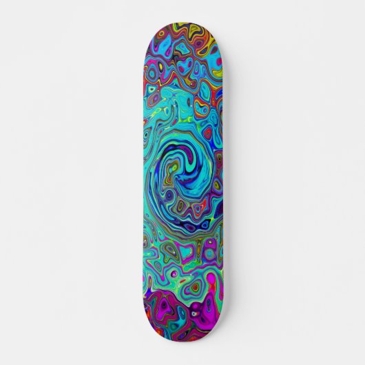 Skateboard Trippy Sky Blue Abstrait Retro Liquid Swirl (Devant)
