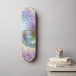 Skateboard Trippy Super Pastel Rainbow Spiral Fractal Art