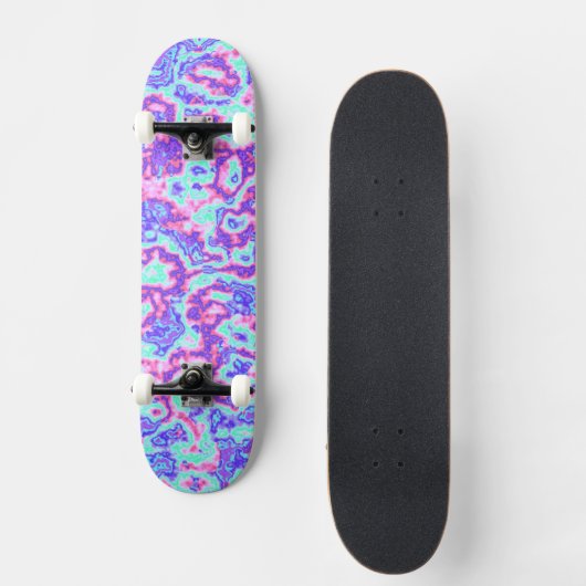 Skateboard Trippy Vibrant couleur Maximaliste Marbre Abstrait (Recto)
