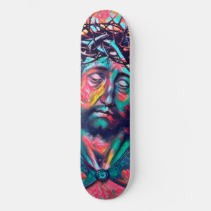 Skateboard Triste Jésus Christ Face à la couronne Thorn Art A