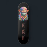 Skateboard *~* Troll à barbe florale AP89 Initiales à arc-en-<br><div class="desc">(Code de recherche AP89 pour les articles Troll et AP88 pour les articles de thème médiéval ) Transfert facile vers d'autres produits Zazzle. Patinage arrière - plan NOIR. Les couleurs vives et joyeuses de NEON Rainbow font apparaître les images TROLL et les LETTRES. Customisez / Personnalisez vos INITIALES / MONOGRAM....</div>