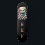 Skateboard *~* Troll AP89 Hippie Neon Noir Initiales Fleur<br><div class="desc">(Code de recherche AP89 pour les articles Troll et AP88 pour les articles de thème médiéval ) Transfert facile vers d'autres produits Zazzle. Patinage arrière - plan NOIR. Les couleurs Hippie NEON juste pop Personnaliser / Personnalisez vos INITIALES / MONOGRAM. Troll aux cheveux longs et marrants. Couleurs néons PLANCHES lumineuses....</div>