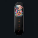 Skateboard *~* Troll AP89 Hippie Neon Whimsical Initial Cute<br><div class="desc">(Code de recherche AP89 pour les articles Troll et AP88 pour les articles de thème médiéval ) Transfert facile vers d'autres produits Zazzle. Patinage arrière - plan NOIR. Les couleurs Hippie NEON juste pop Personnaliser / Personnalisez vos INITIALES / MONOGRAM. Troll aux cheveux longs et marrants. Whimsical Cute Fun Bright...</div>