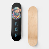 Skateboard *~* Troll de barbe AP89 Neon Arc-en-ciel Initiales (Recto)