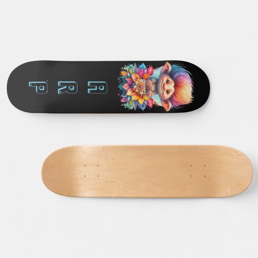Skateboard *~* Troll doux AP89 Neon Arc-en-ciel Initiales Fle (Horz)