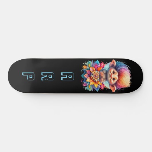Skateboard *~* Troll doux AP89 Neon Arc-en-ciel Initiales Fle (Horz)