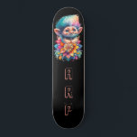Skateboard *~* Troll Floral Sweet AP89 Initiales Neon Arc-en-<br><div class="desc">(Code de recherche AP89 pour les articles Troll et AP88 pour les articles de thème médiéval ) Transfert facile vers d'autres produits Zazzle. Patinage arrière - plan NOIR. Les couleurs vives et joyeuses de NEON Rainbow font apparaître les images TROLL et les LETTRES. Customisez / Personnalisez vos INITIALES / MONOGRAM....</div>
