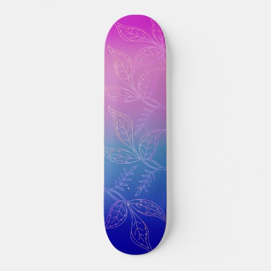 Skateboard Tropical Floral Ombre Raspberry Turquoise Bleu (Recto)