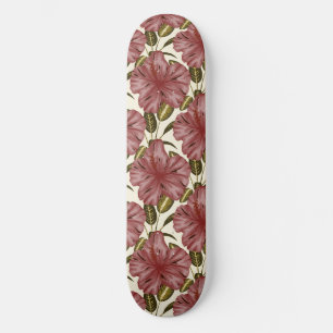 Skateboard Tropical flowers seamless pattern   red flowers
