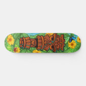 Skateboard Tropical Tiki Totem Polynesian Theme Banana Leaves (Horz)