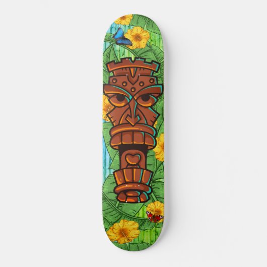 Skateboard Tropical Tiki Totem Polynesian Theme Banana Leaves (Recto)