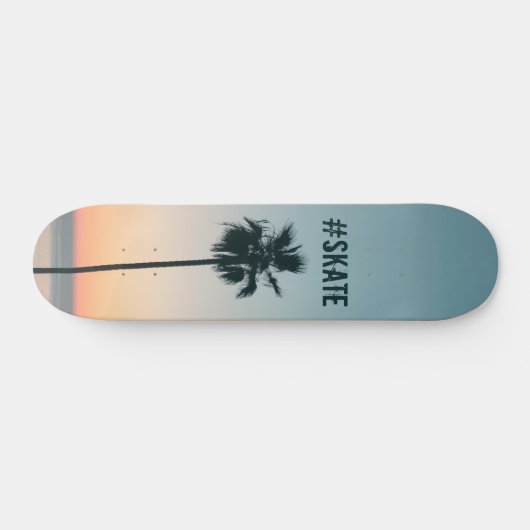 Skateboard Tropical Turquoise & Orange Palm Tree Sunset Custo (Horz)