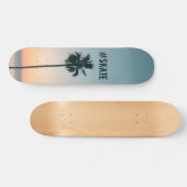 Skateboard Tropical Turquoise & Orange Palm Tree Sunset Custo (Horz)