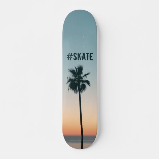 Skateboard Tropical Turquoise & Orange Palm Tree Sunset Custo (Devant)