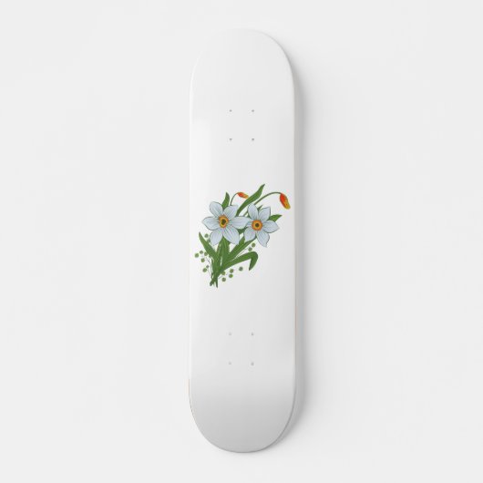 Skateboard Tulipes et fleurs de jonquilles (Devant)