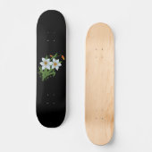 Skateboard Tulipes et jonquilles Fleurs Fond noir (Recto)