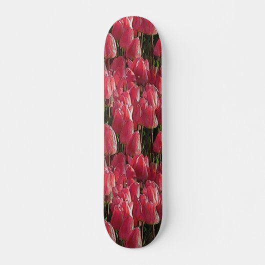 Skateboard Tulipes roses florales (Devant)