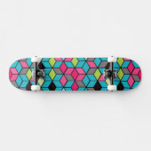 Skateboard Turqouise et Motif de cubes roses (Horz)