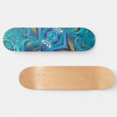Skateboard Turquoise Aqua Blue Dragon Skin Abstrait (Horz)