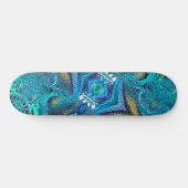 Skateboard Turquoise Aqua Blue Dragon Skin Abstrait (Horz)