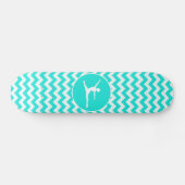 Skateboard Turquoise, Aqua Color Chevron; Ballet (Horz)