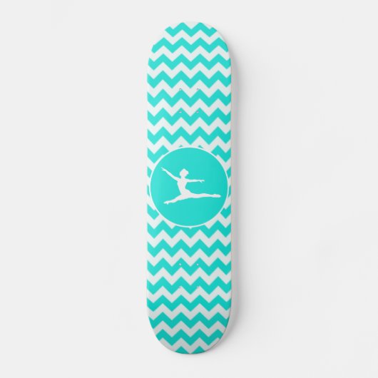 Skateboard Turquoise, Aqua Color Chevron; Ballet (Recto)