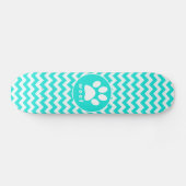 Skateboard Turquoise, Aqua Color Chevron ; Empreinte de patte (Horz)
