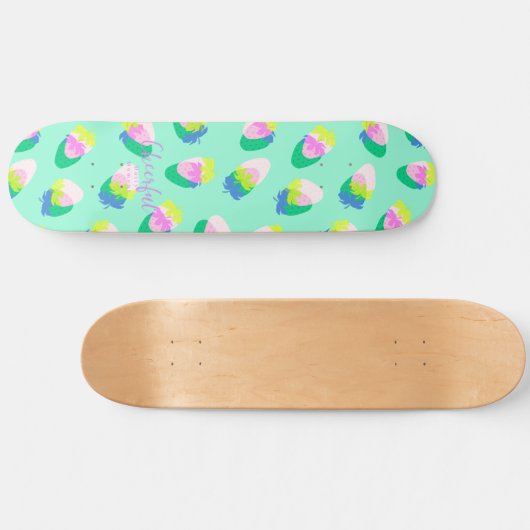 Skateboard Turquoise aux fraises (Horz)