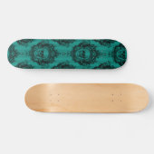 Skateboard Turquoise crâne gothique et monogramme personnalis (Horz)