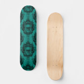 Skateboard Turquoise crâne gothique et monogramme personnalis (Recto)