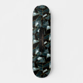 Skateboard Turquoise foncé, noir et or Motif Abstrait (Devant)
